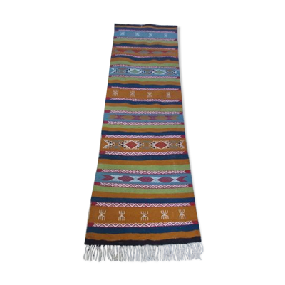 Tapis kilim couloir multicolore fait main berbère 200x60cm
