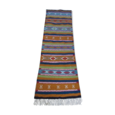 Tapis kilim couloir multicolore fait main berbère 200x60cm