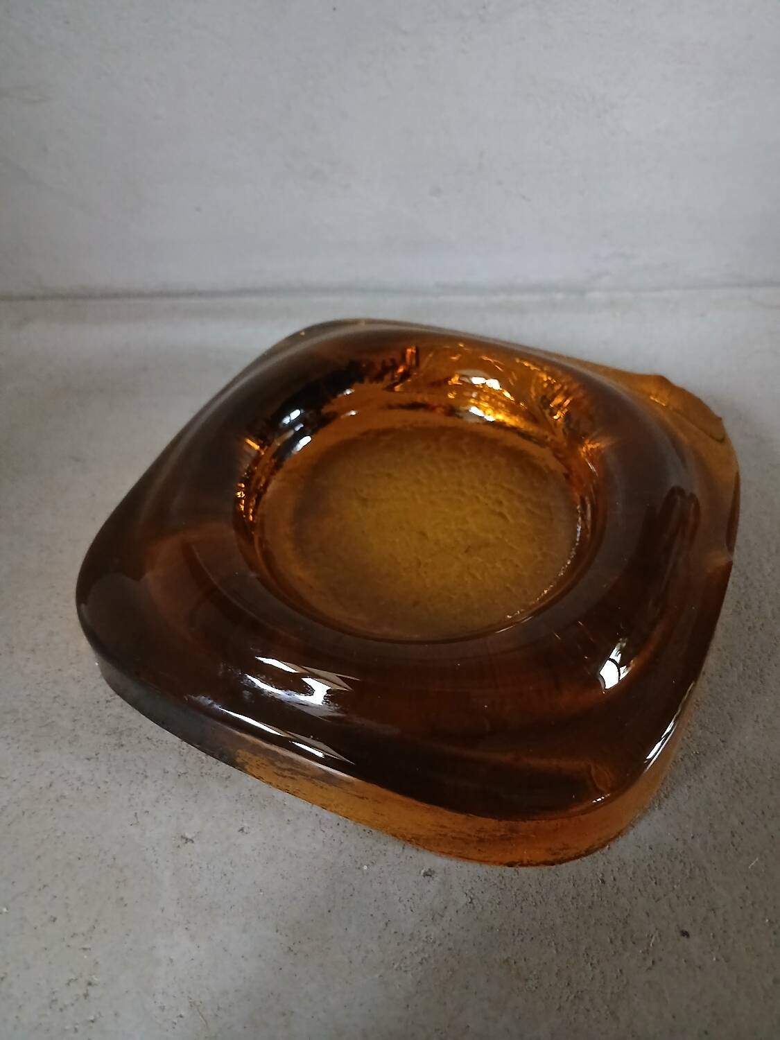 Vintage amber glass ashtray