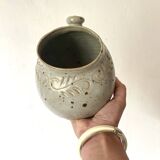Salt pot in pyrite stoneware