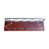 Chrome metal patere in a wooden support panel mantle veneer, 1960s