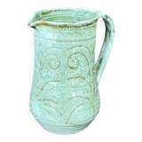 Turquoise green glazed stoneware pitcher – signed, France, 1970