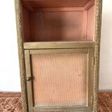 60s pink and gold Lloyd loom bedside table