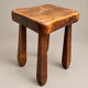 Vintage sculptural solid wood stool, brutalist style.