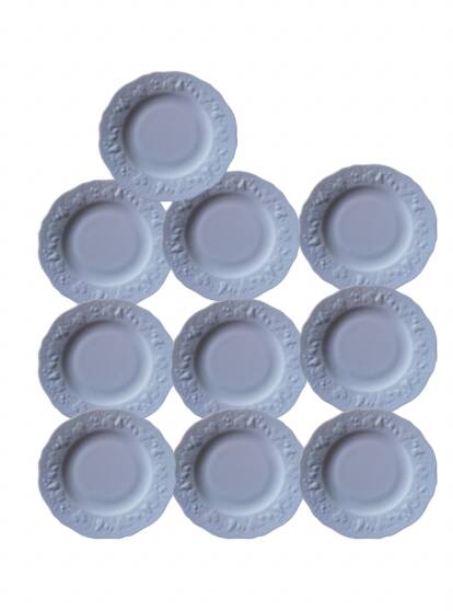 set of 10 Limoges porcelain dessert plates with wild ivy