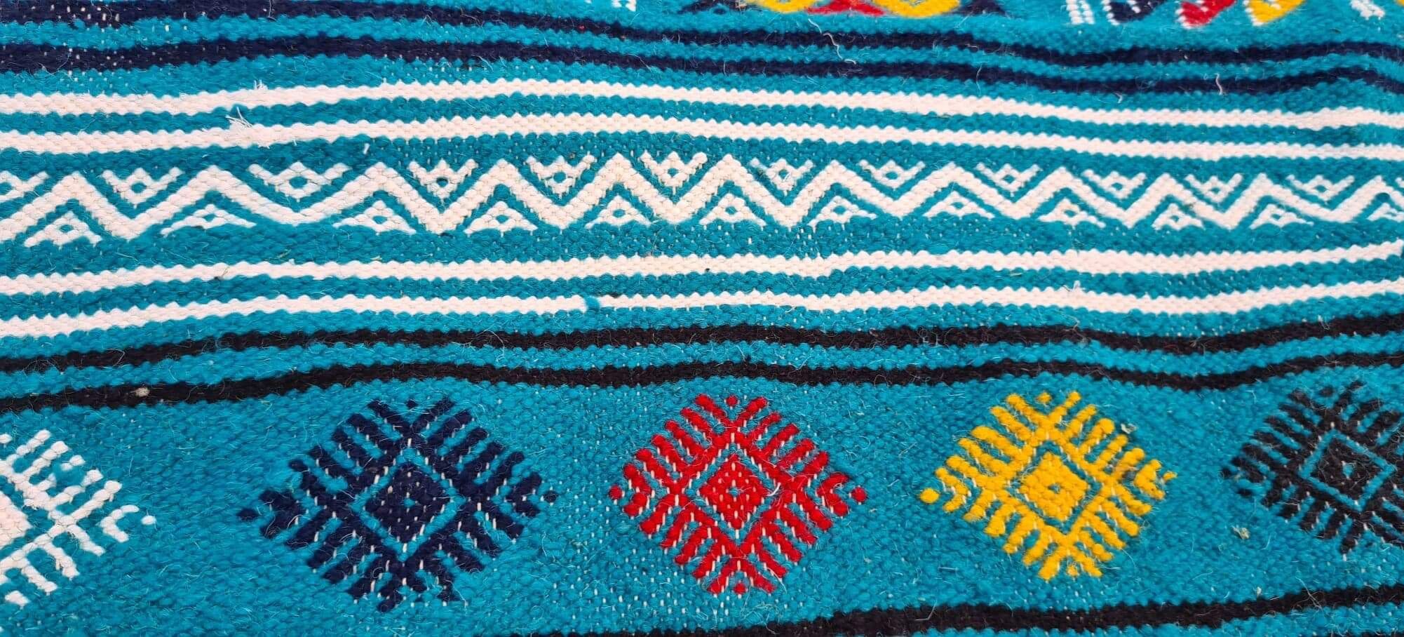 Traditional handmade multicolored blue carpet 210x110cm