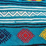 Tapis bleu multicolore fait main traditionnel 210x110cm