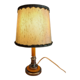 Solid brass candle holder lamp and vintage fabric