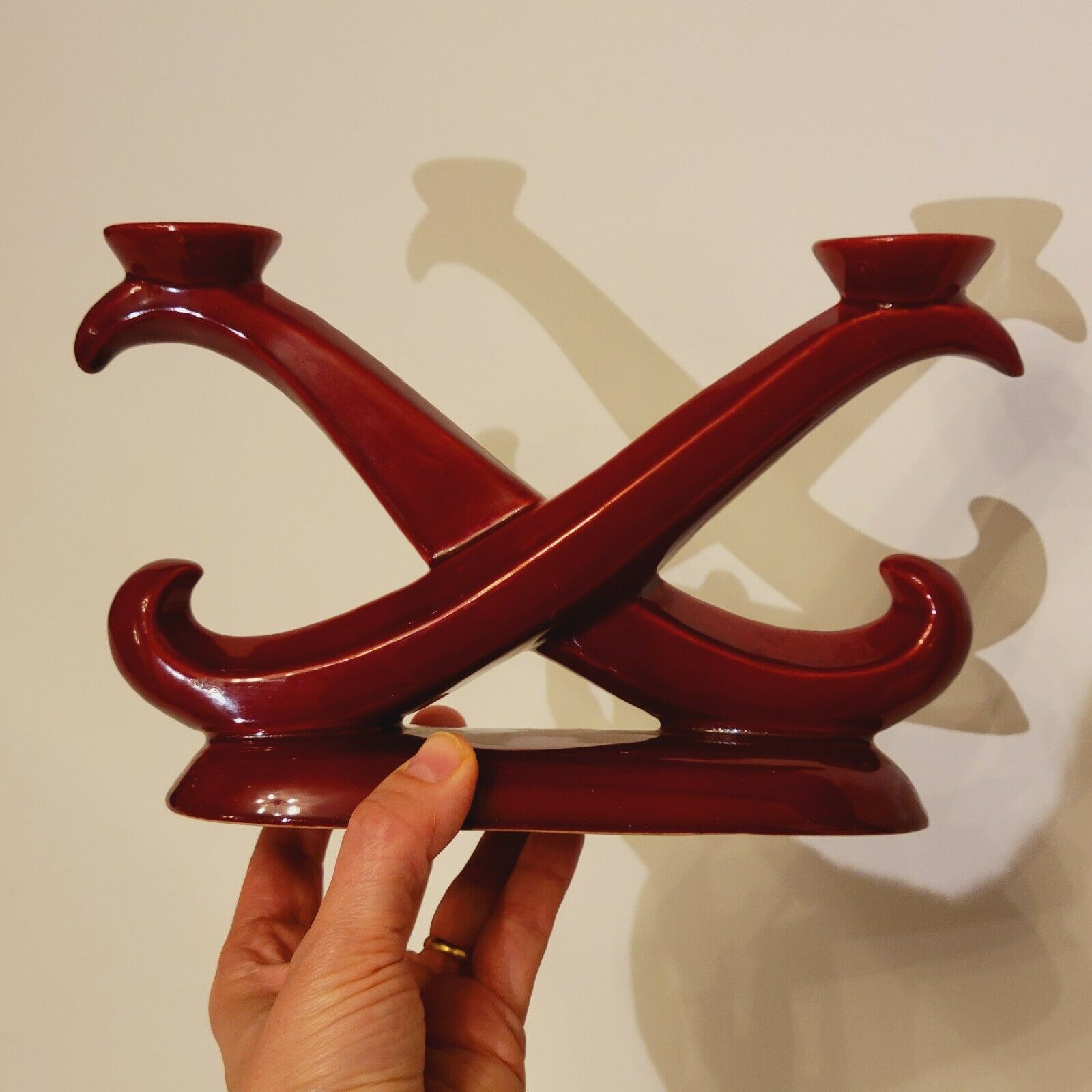 Ceramic candle holder Saint Clément red burgundy