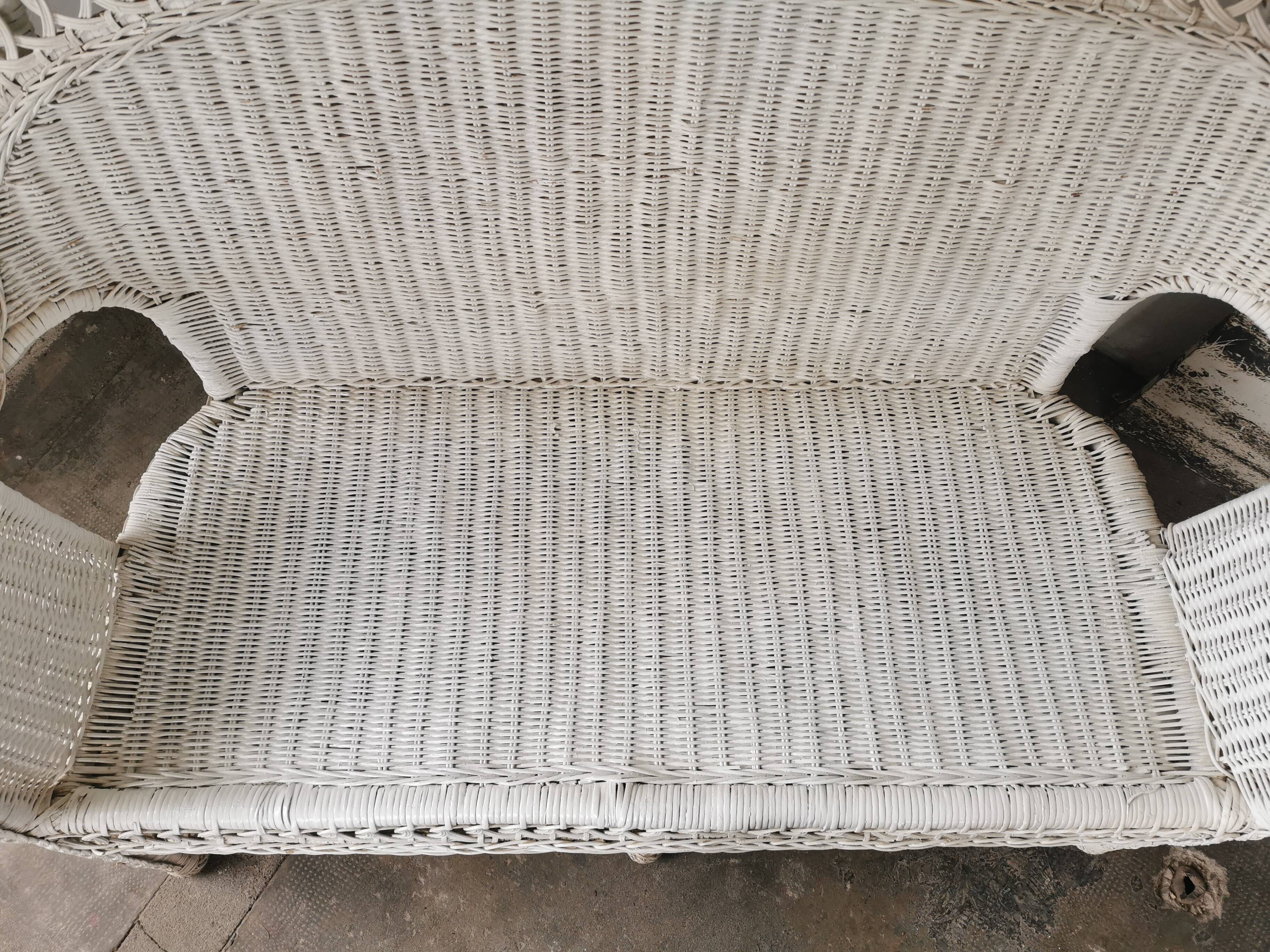 Banquette en rotin blanc