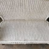 White rattan bench