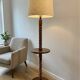 Vintage reading lamp in turned wood, Charles Dudouyt style with t