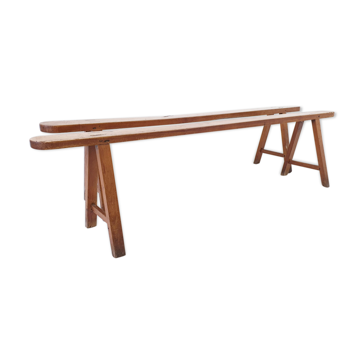 Pair of farm cherrywood benches