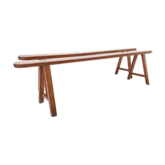 Pair of farm cherrywood benches