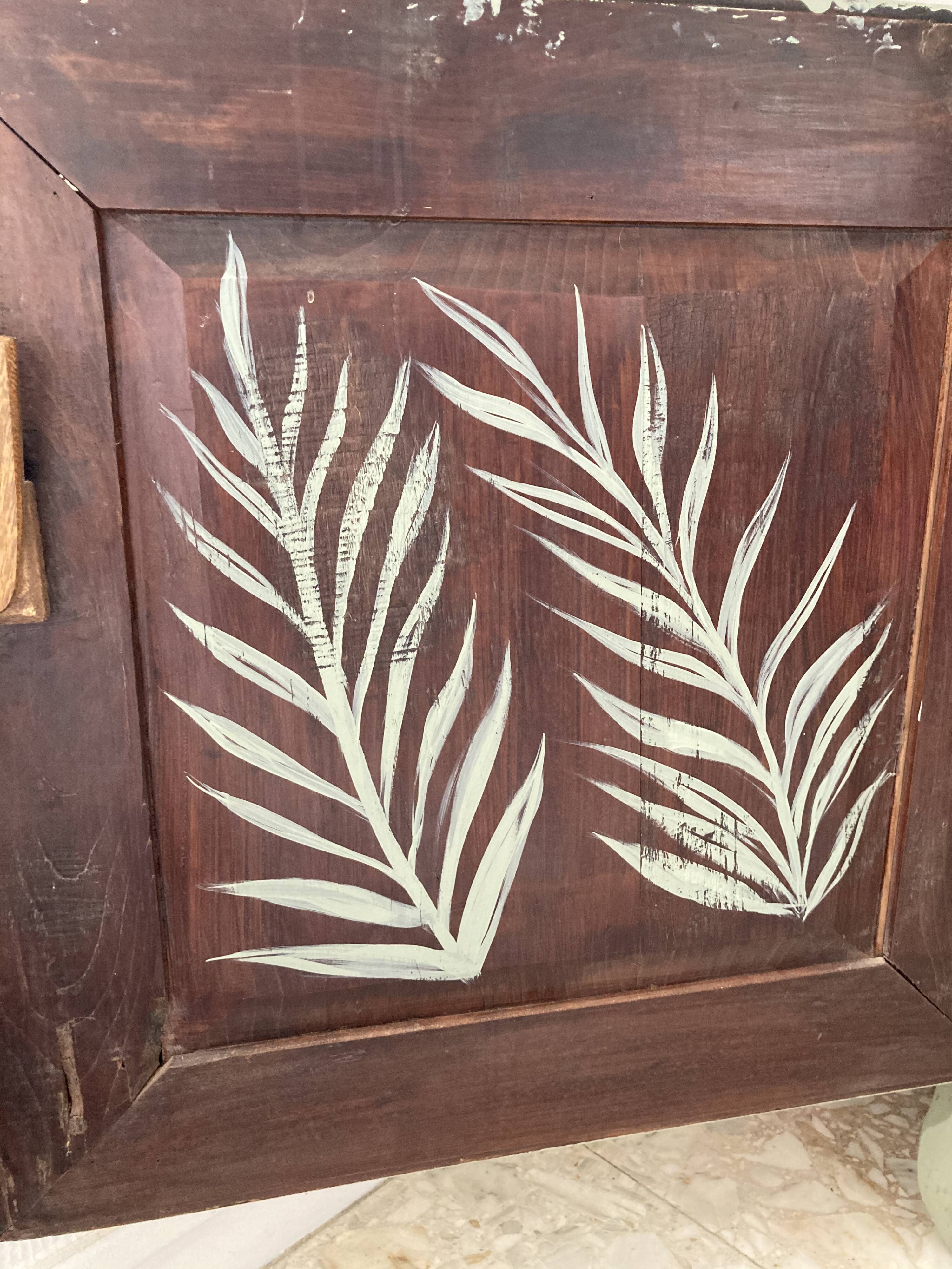 Pastel green low buffet, raw wood tray