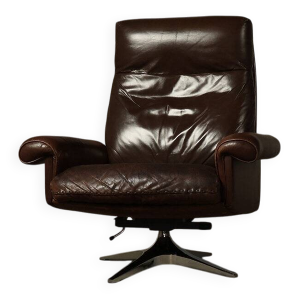 Fauteuil lounge en cuir pivotant inclinable DS-31 par De Sede, Suisse, années 1970.