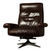 Fauteuil lounge en cuir pivotant inclinable DS-31 par De Sede, Suisse, années 1970.