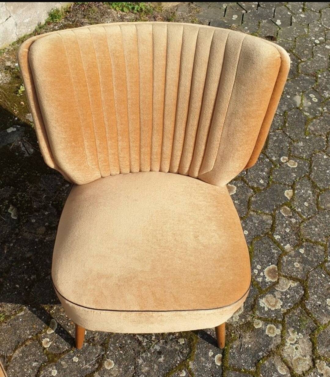 Cocktail armchairs shell back 60s 70s velvet