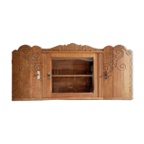 Art-deco wall showcase in raw oak