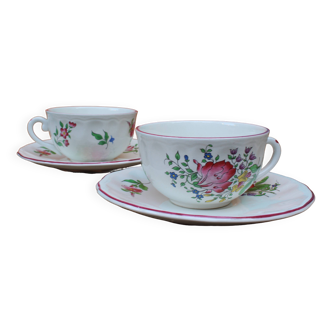 Lunéville earthenware cups and saucers