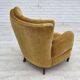 Chaise de relaxation danoise des années 1960, en velours de mobilier jaune miel original.