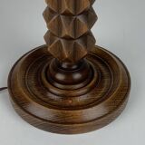 Brutalist wood turned table lamp in the style of Charles Dudouyt, 1940s