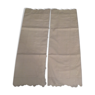 Old pair pillowcases fine linen pillows, opened and embroidered, perfect condition