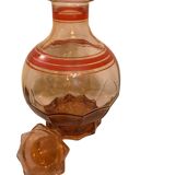 Art Deco, round smoked glass carafe with red edging circa 1930