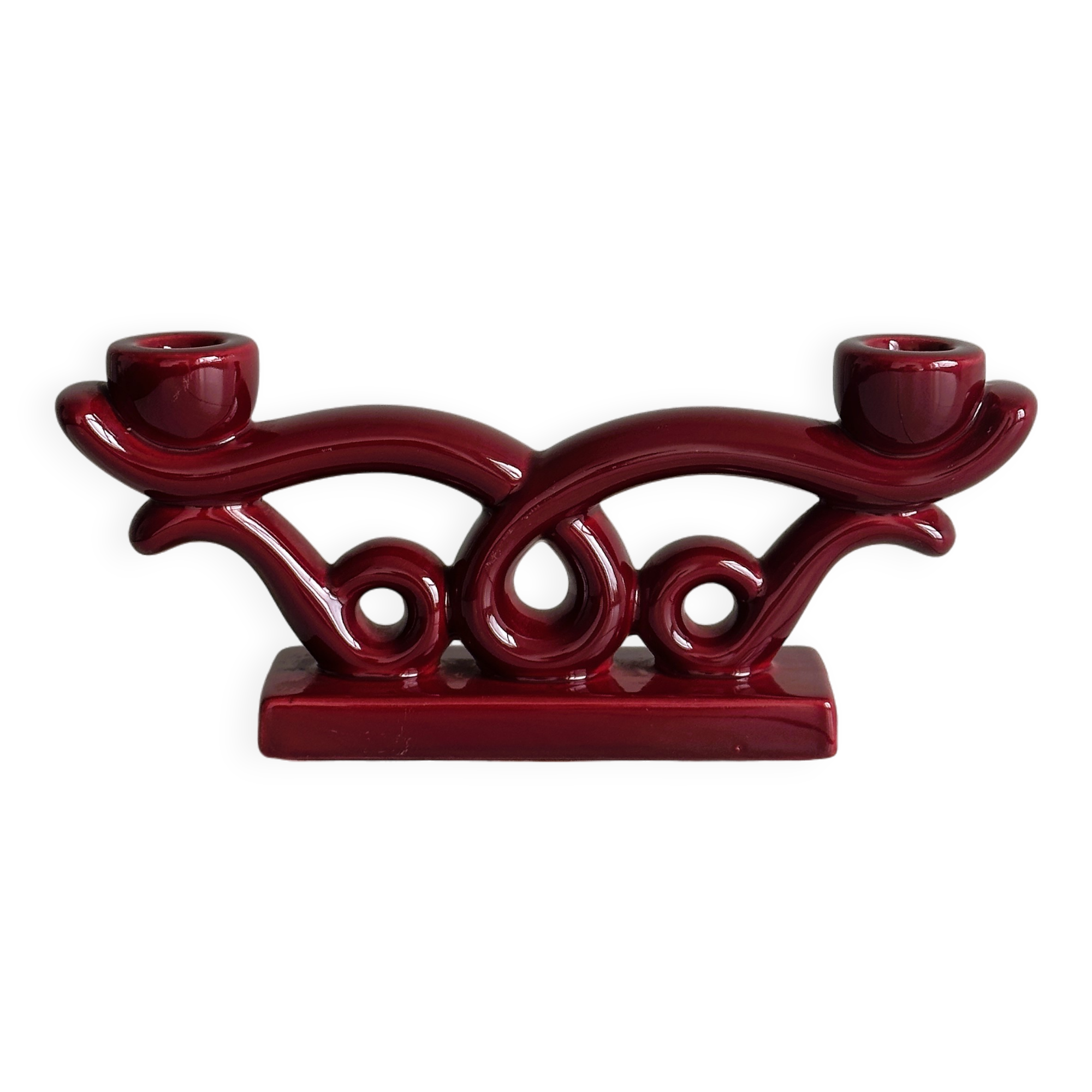 Vintage red ceramic candle holder
