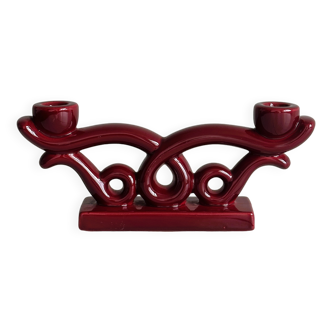 Bougeoir vintage en céramique rouge