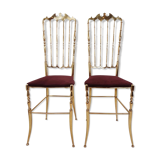 Pair of chiavarine chairs, brass