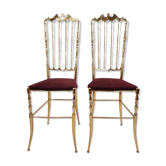 Pair of chiavarine chairs, brass
