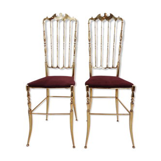 Pair of chiavarine chairs, brass