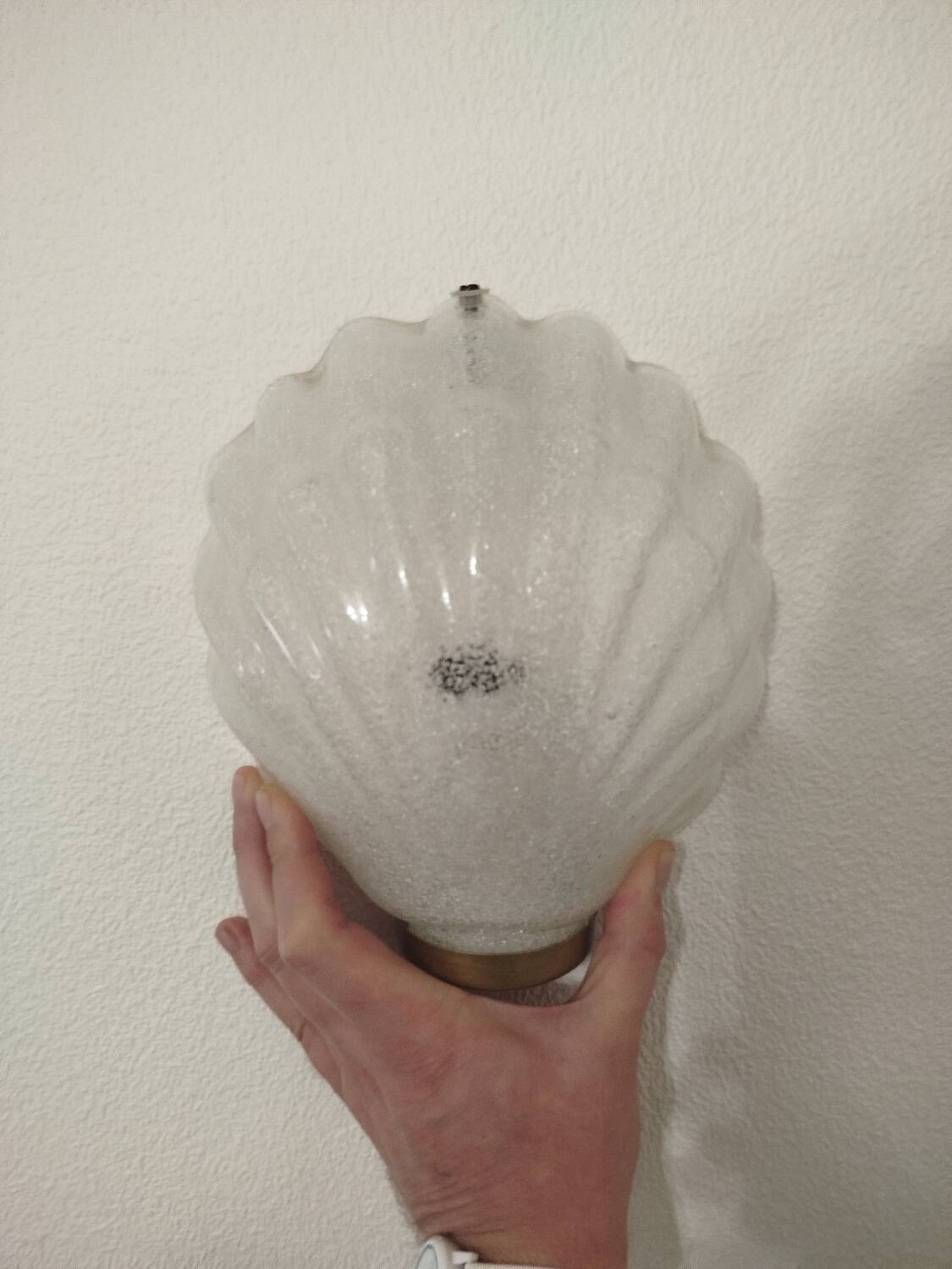 Frosted glass wall sconce Murano Art Deco vintage shell