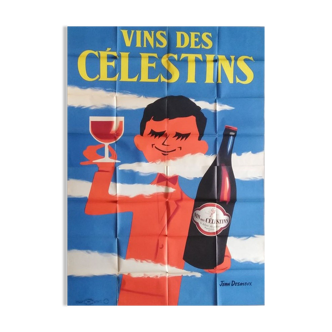 Vins des Célestins, affiche publicitaire de 1956 Jean Desaleux