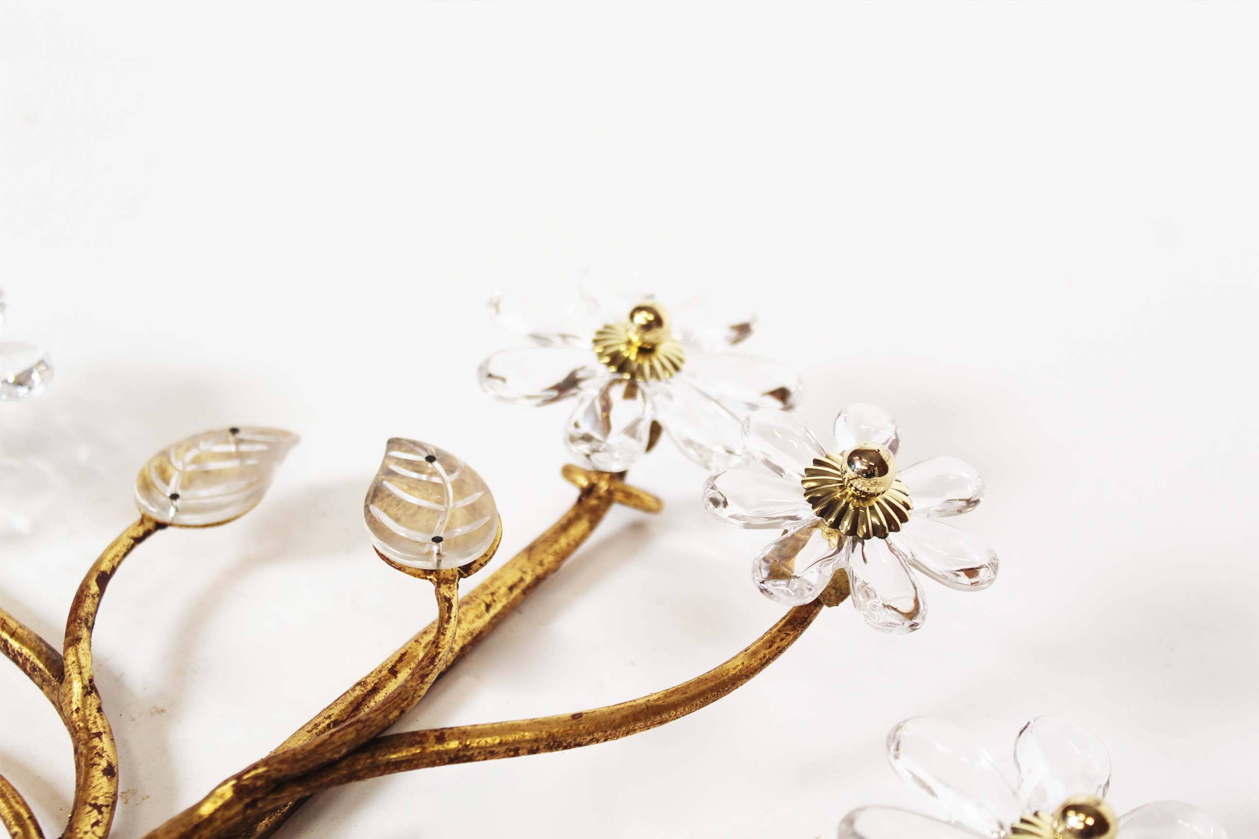 Monumental Bagues style crystal and gilt sconces by Banci Firenze