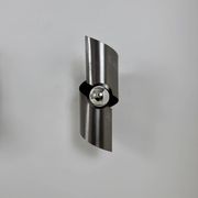 Pair of vintage wall lights, curved patinated steel, France, 1970.