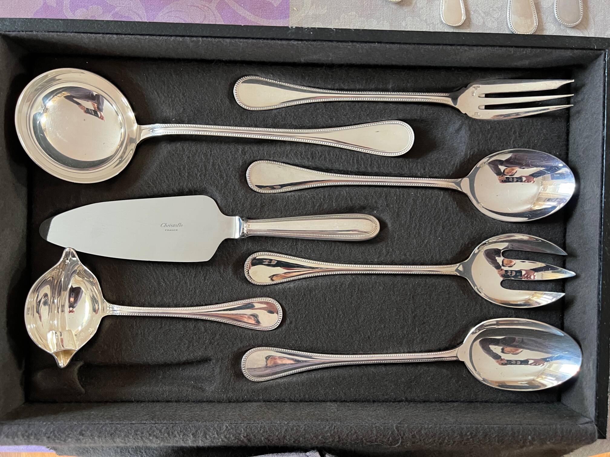 Christofle - Christofle cutlery set with silver metal beads for 12 people. 172 items.