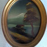 2 miniature paintings in golden frames