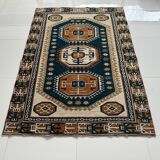 Tapis Oushak moderne en laine douce fait main, tapis vintage turc,