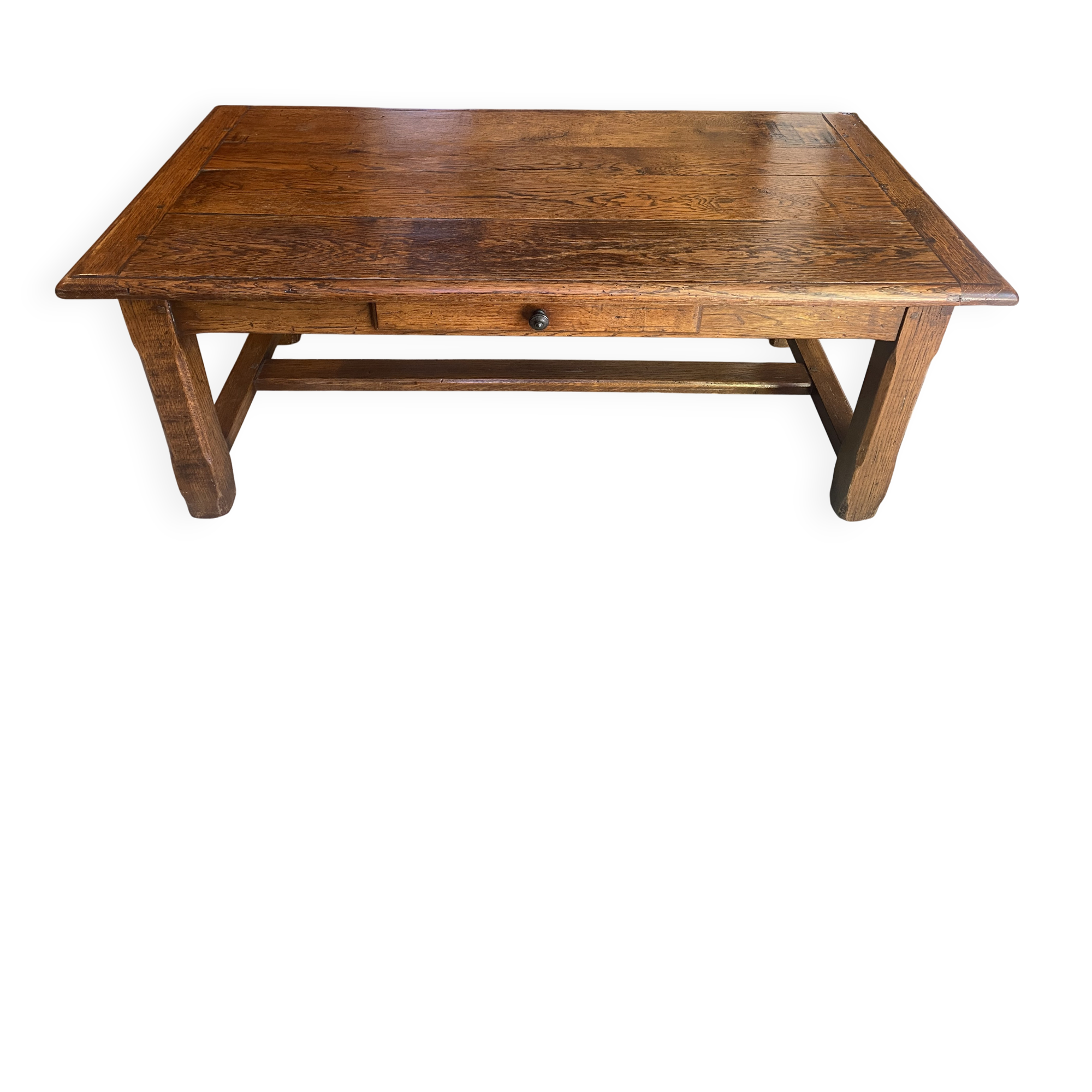 Rustic farmhouse antique coffee table made of solid oak with 1 drawer 50.