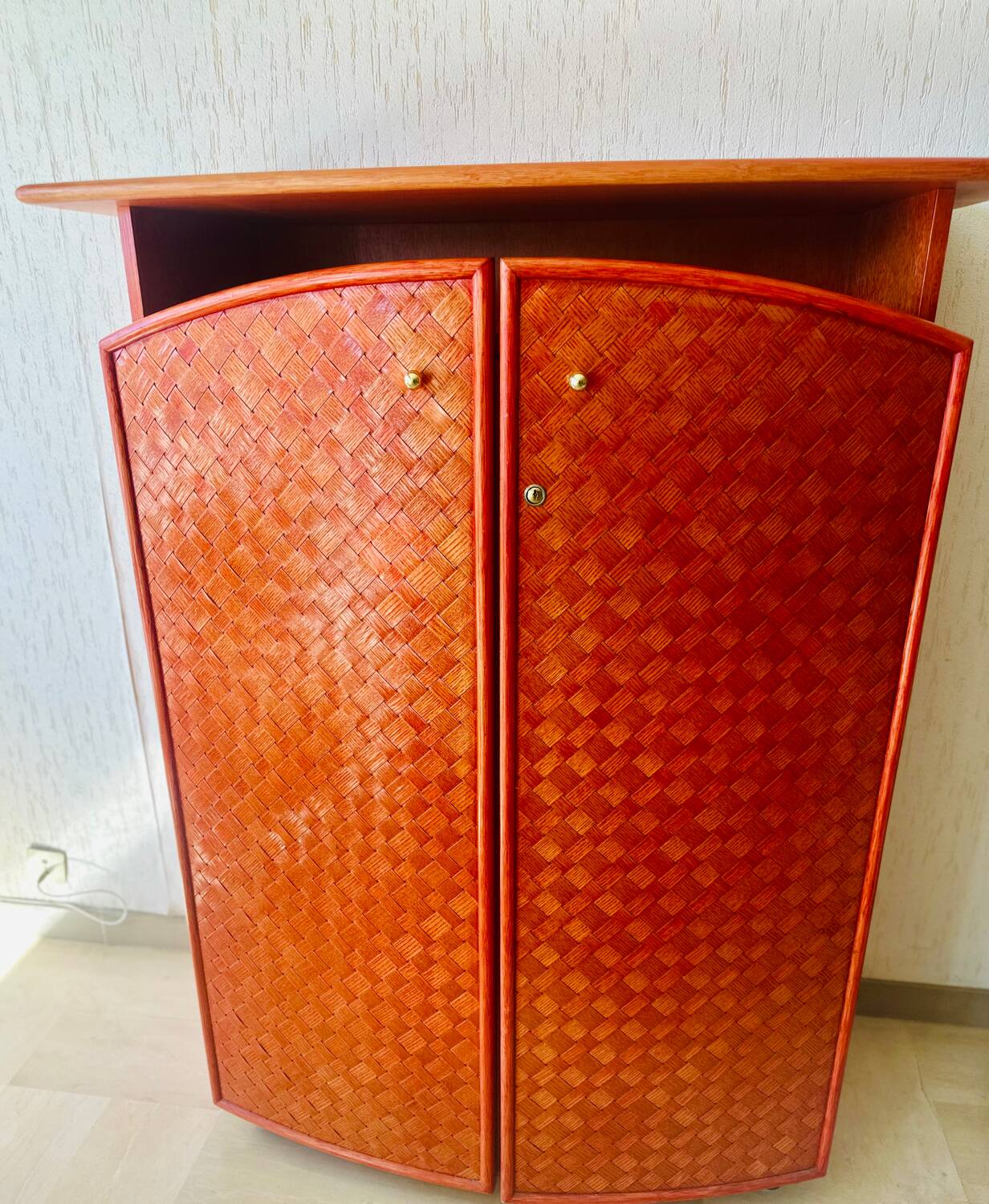 Small bamboo and rattan wardrobe circa 1980