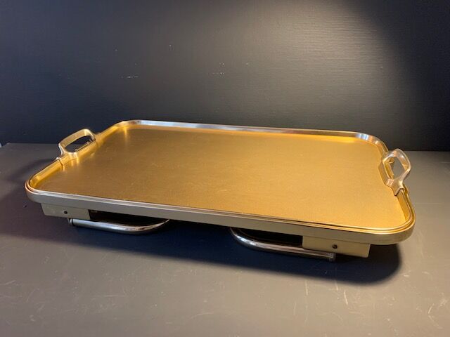 Plateau lit pliant doré vintage Kaymet, 1950