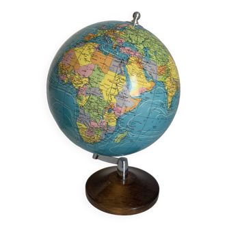 Vintage globe 1985 terrestrial Taride wood - 37 cm