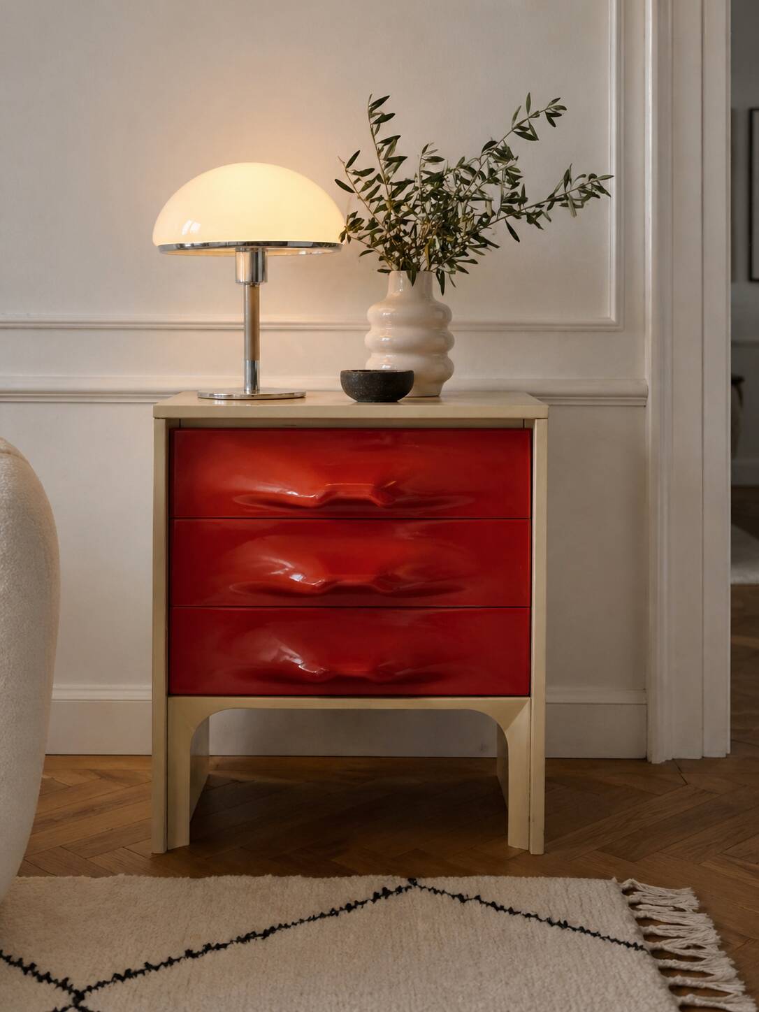 Meuble d’appoint petite commode table de nuit vintage design Space age