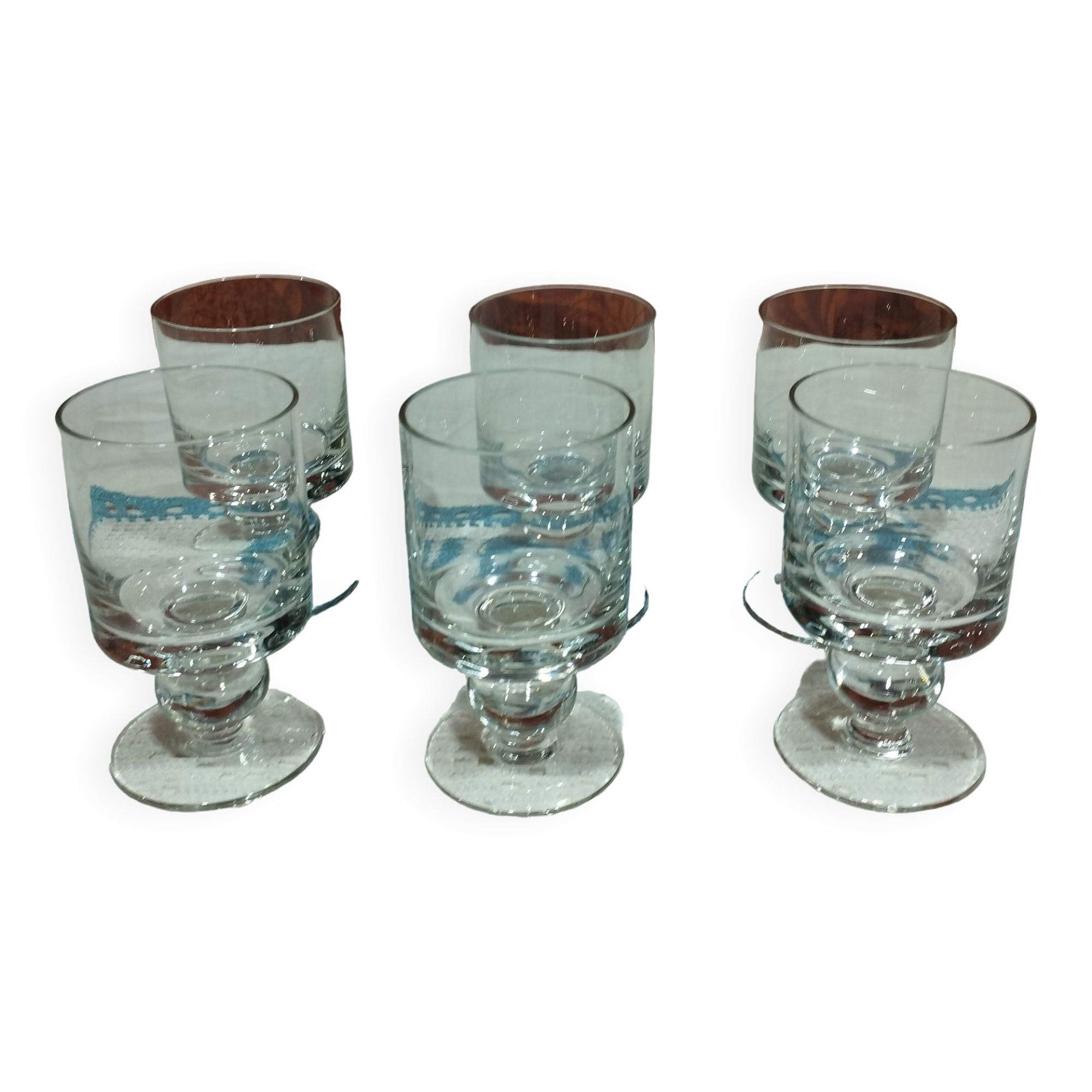 Set of 6 stemmed glasses from the 70s