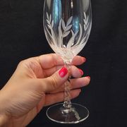 10 Verres A Vin Cristal D'Arques Modèle Fleury Taillé Flamépis
