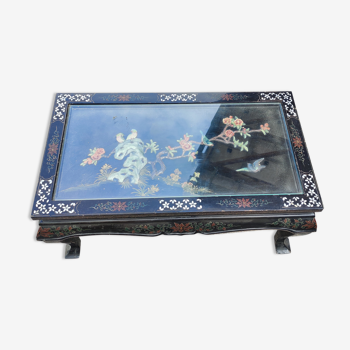 Coffee table with Asian decoration system, mother-of-pearl inlay