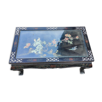 Coffee table with Asian decoration system, mother-of-pearl inlay