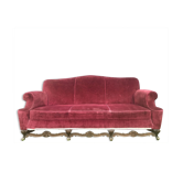 Canapé  velours rouge style anglais chippendale 1950